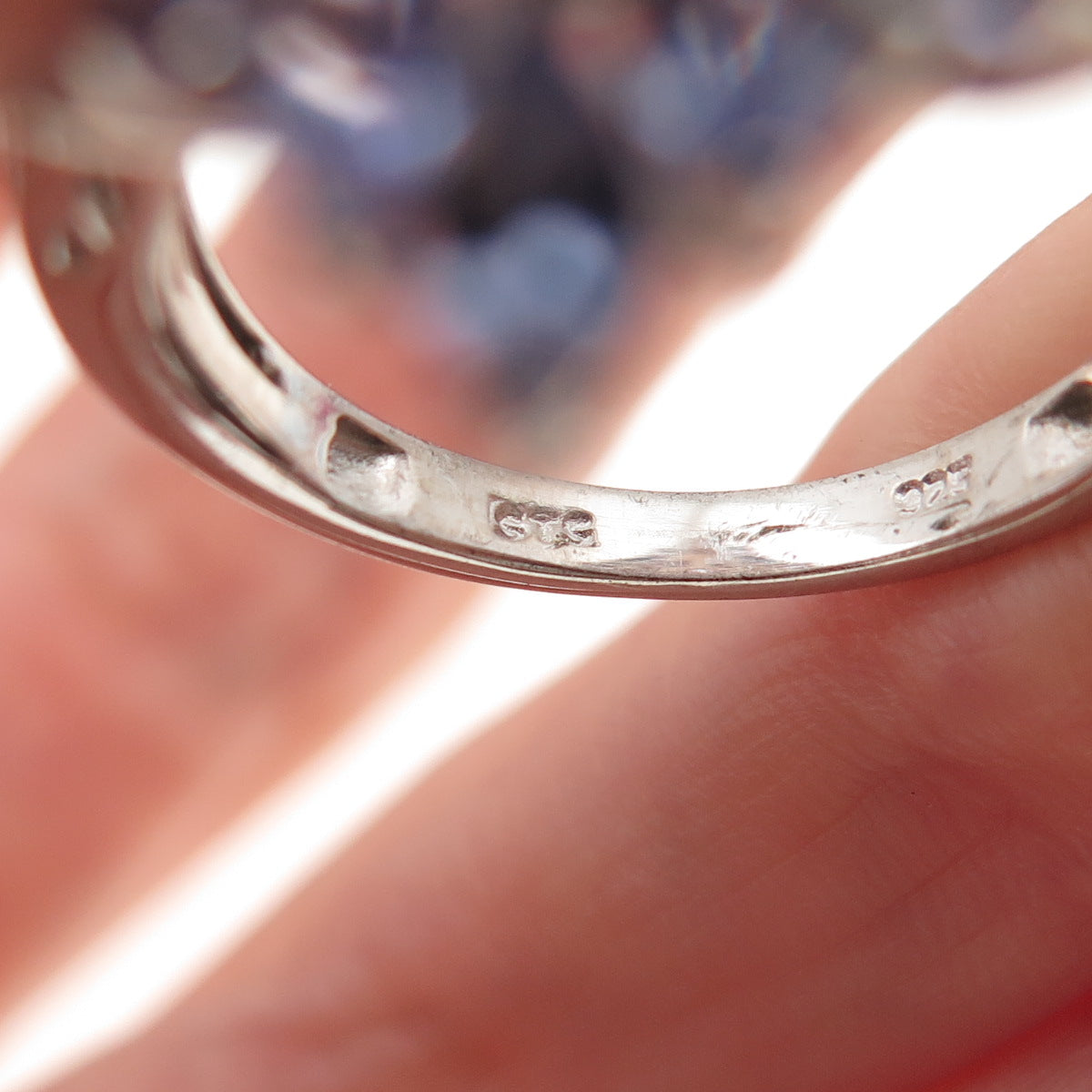 Chuck Clemency 925 Sterling Silver Real Tanzanite & White Topaz Ring Size 8.25