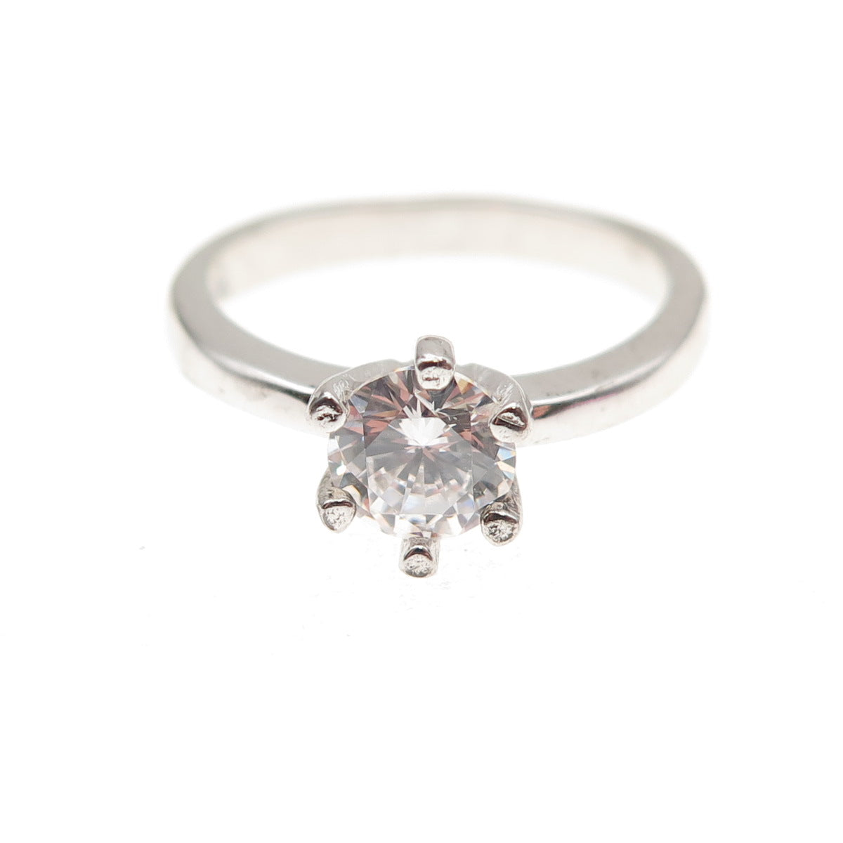 925 Sterling Silver Round-Cut C Z Engagement Ring Size 7.5