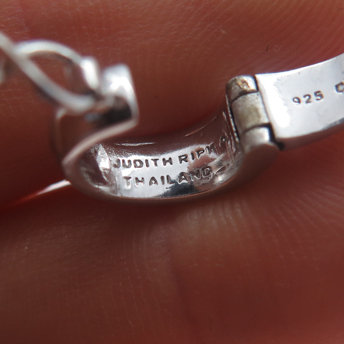 JUDITH RIPKA 925 Sterling Silver C Z Dual Sided Heart Charm Pendant