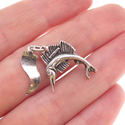 Pacific Jewelry 925 Sterling Silver Vintage Swordfish Oxidized Charm Pendant