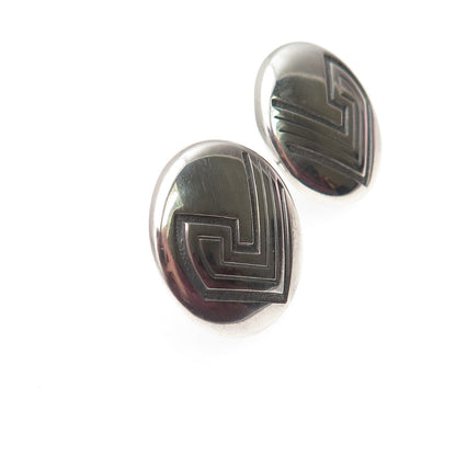 Old Pawn Sterling Silver Vintage Southwestern Native Symbol Screw Back Earrings