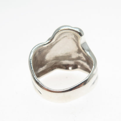 925 Sterling Silver Vintage Modernist Wavy Ribbed Ring Size 7.25