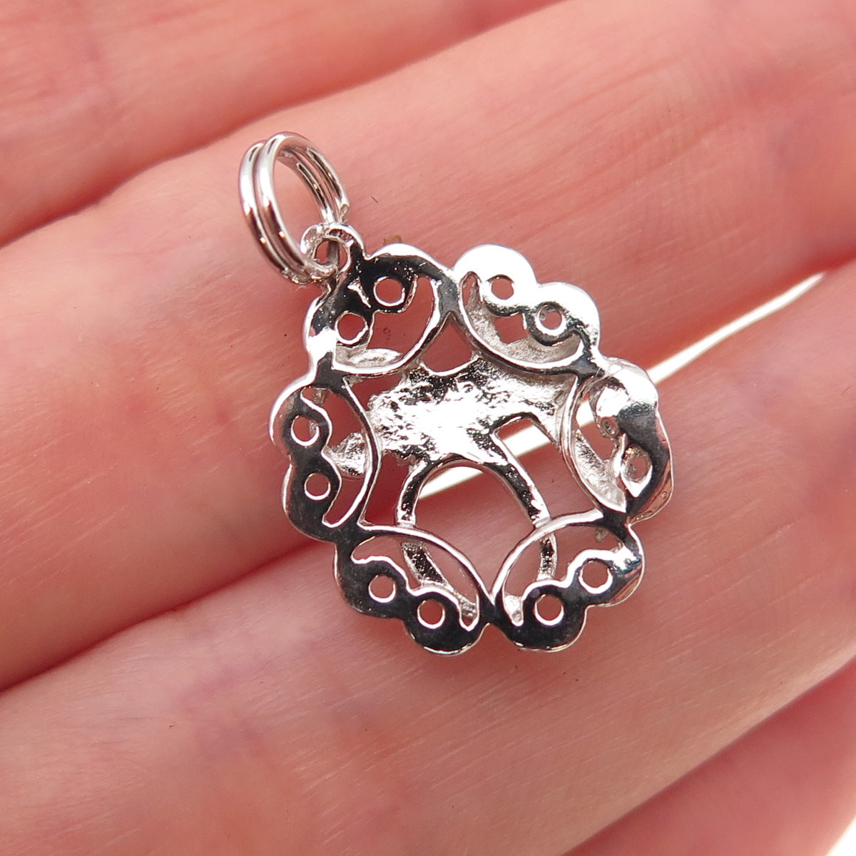 925 Sterling Silver Vintage Sweet 16 Ornate Charm Pendant
