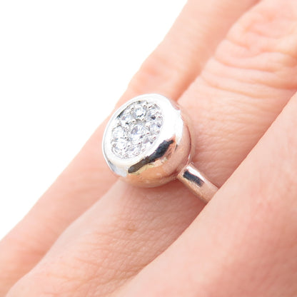 925 Sterling Silver Round-Cut C Z Modernist Ring Size 5.75