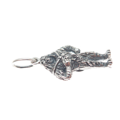 925 Sterling Silver Vintage Cowardly Lion Wizard of Oz Oxidized Charm Pendant