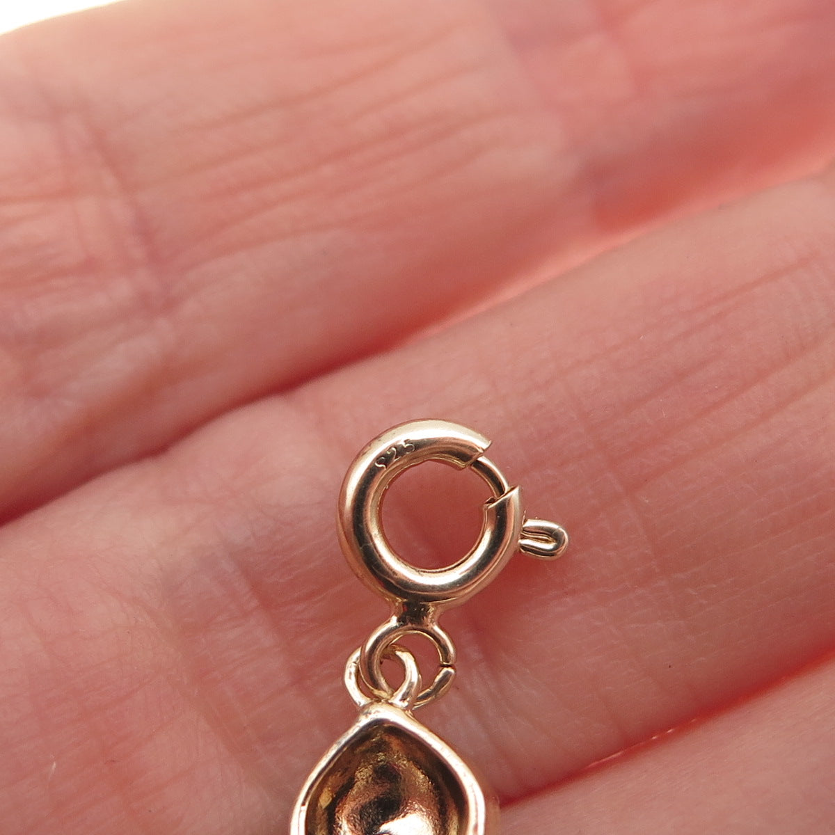 Ross Simons Sterling Gold Plated Real Diamond Fleur de Lis Spring Ring Pendant