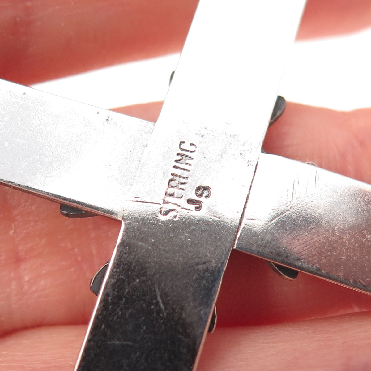 James Shay Navajo Old Pawn 925 Sterling Silver Vintage Turquoise Cross Pendant
