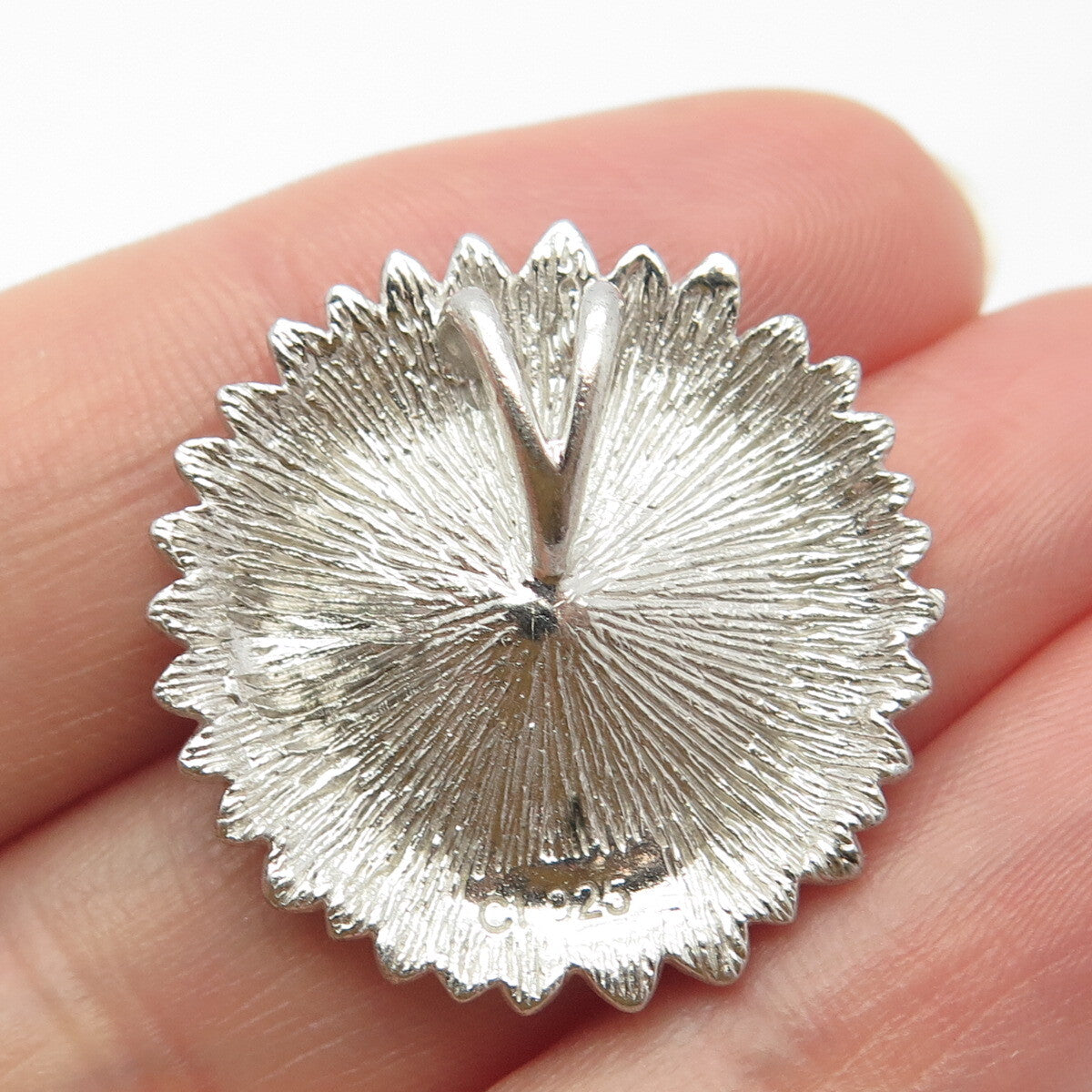 925 Sterling Silver C Z Sunflower Slide Pendant