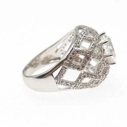 925 Sterling Silver Round-Cut C Z Sparkle Dome Ring Size 10