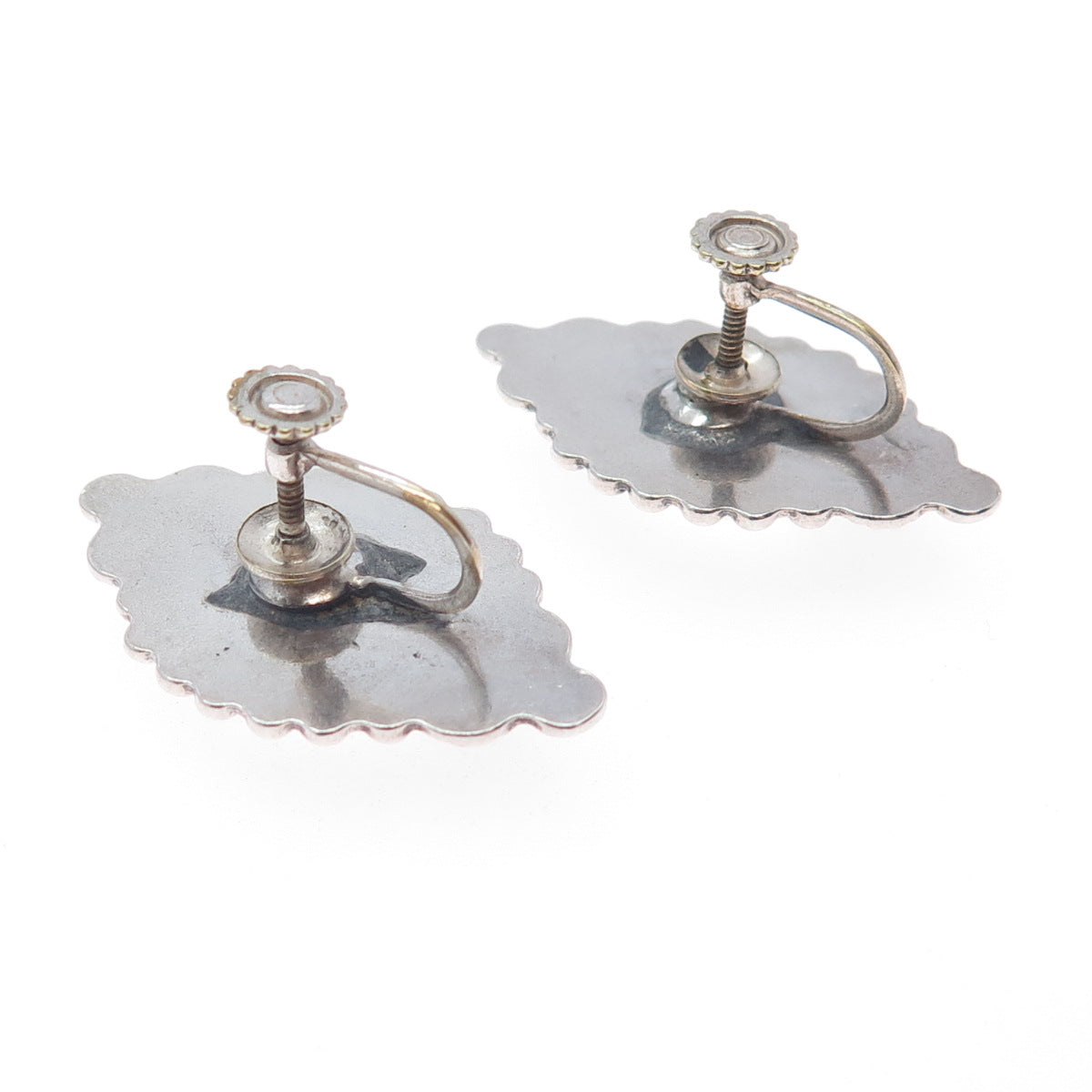 Old Pawn 925 Sterling Silver Vintage Southwestern Beaded Screw Back Earrings