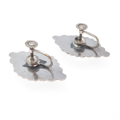 Old Pawn 925 Sterling Silver Vintage Southwestern Beaded Screw Back Earrings