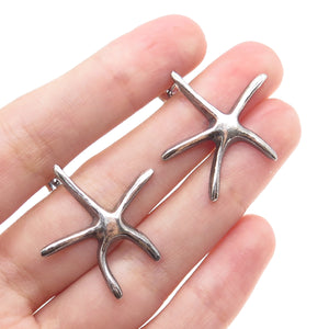 925 Sterling Silver Vintage Starfish Oxidized Earrings