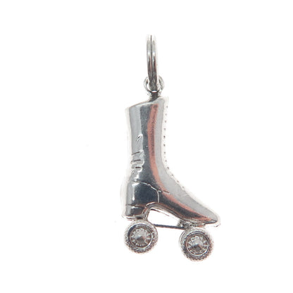 925 Sterling Silver Antique Art Deco Roller Skate Shoe 3D Charm Pendant