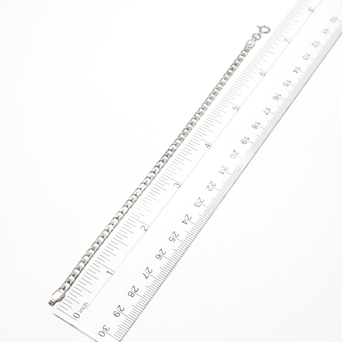 925 Sterling Silver Vintage Italy Curb Link Bracelet 7"