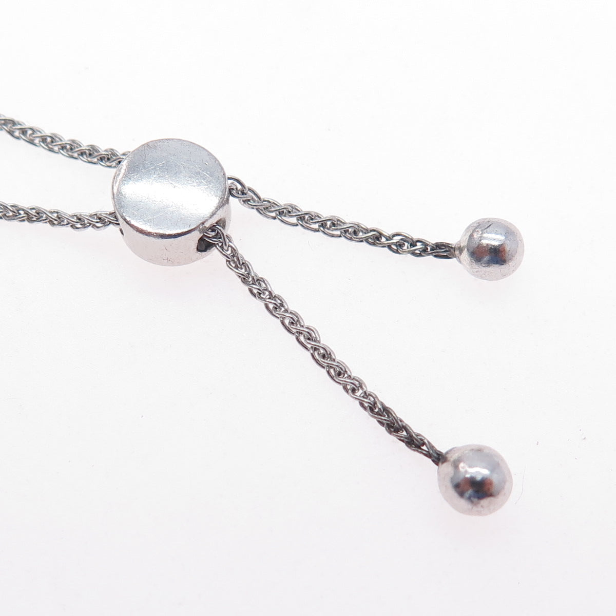 925 Sterling Silver 10K Gold Real Diamond Heartbeat Adjustable Bracelet 6-8.75"