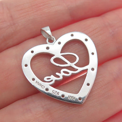 HAN 925 Sterling Silver Real Round-Cut Diamond Love Heart Minimalist Pendant