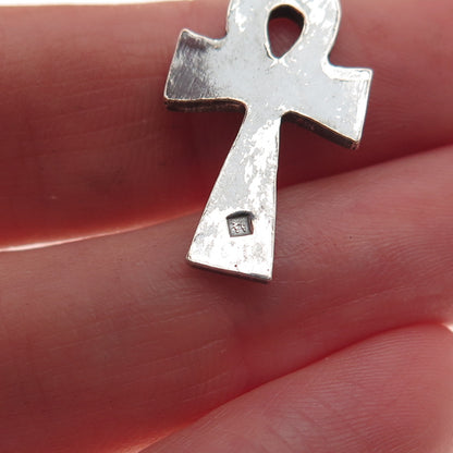 800 Silver Vintage Egyptian Ankh Oxidized Charm Pendant