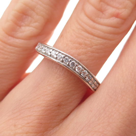 Jewelry Concepts 925 Sterling Silver Round-Cut C Z Wavy Band Ring Size 5