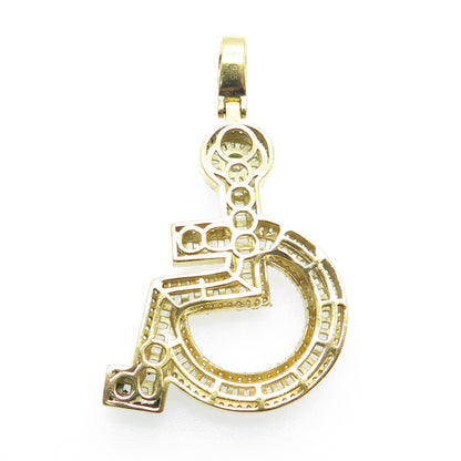 925 Sterling Silver Gold Plated C Z International Symbol of Access Pendant