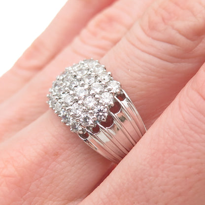 925 Sterling Silver Round-Cut C Z Modernist Ring Size 8.75