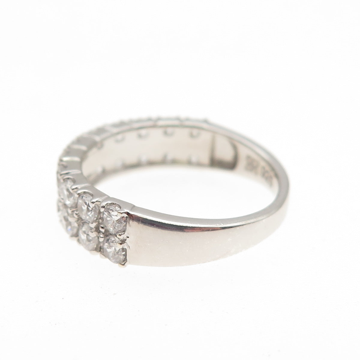 925 Sterling Silver Round-Cut C Z Half Eternity Ring Size 7