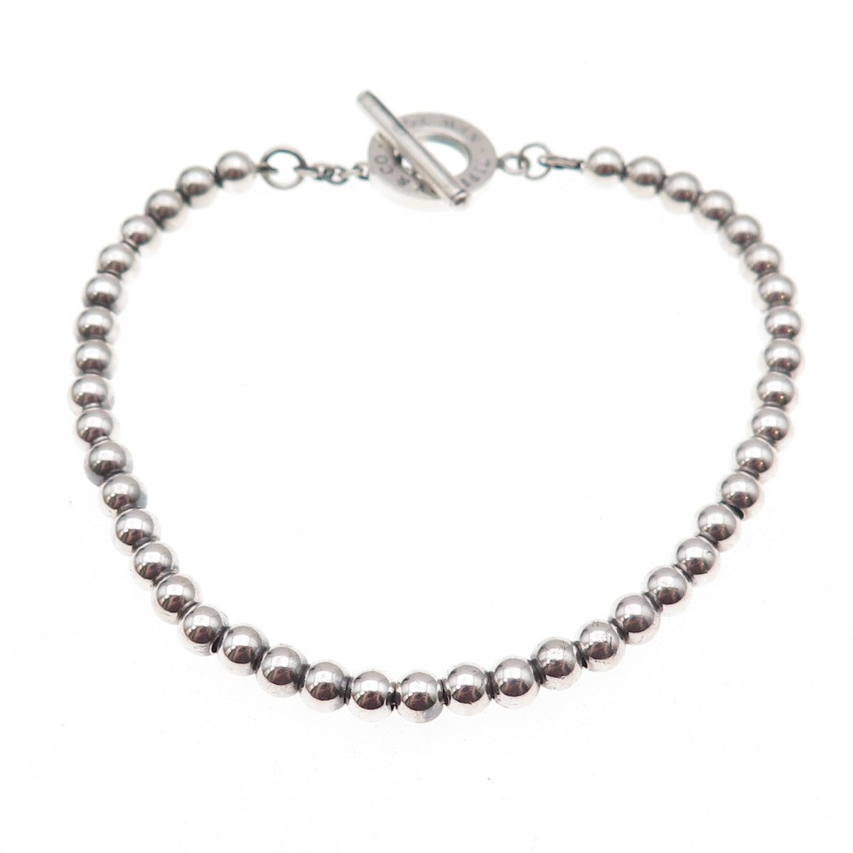 Tiffany & Co. 925 Sterling Silver Vintage New York Beaded Link Bracelet 6.75"