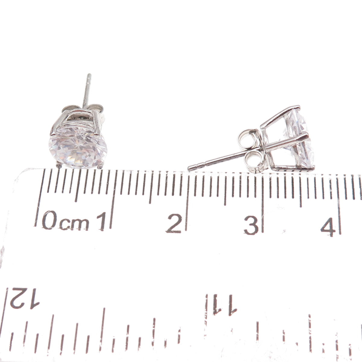 925 Sterling Silver Round-Cut C Z Stud Earrings