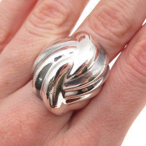 925 Sterling Silver Vintage Mexico Modernist Dome Oxidized Ring Size 8