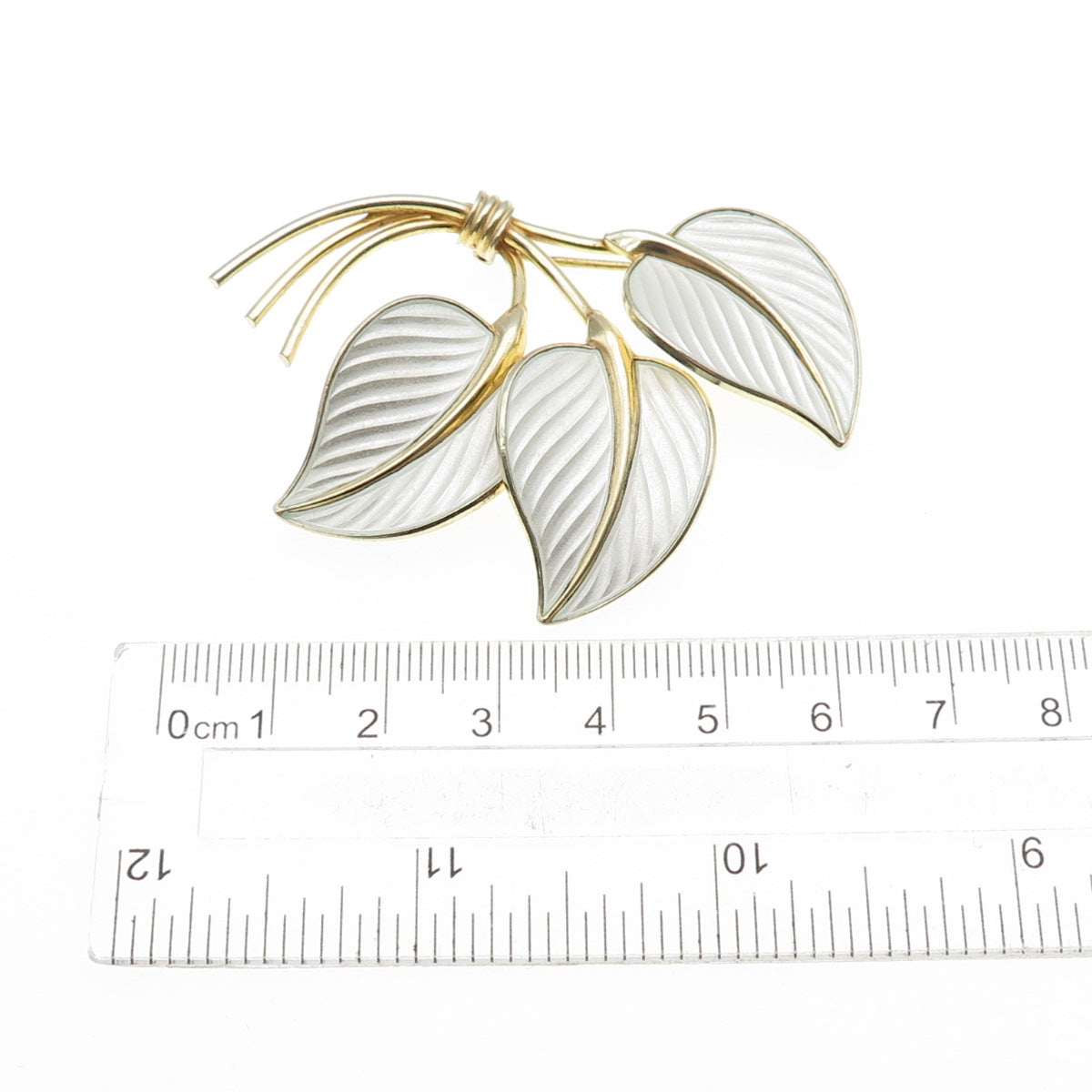 HANS MYHRE 925S Sterling Silver Gold Plated Vintage Norway Enamel Floral Brooch