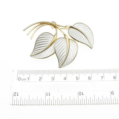 HANS MYHRE 925S Sterling Silver Gold Plated Vintage Norway Enamel Floral Brooch