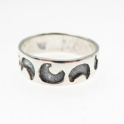 925 Sterling Silver Vintage Crescent Moon Band Ring Size 10.25