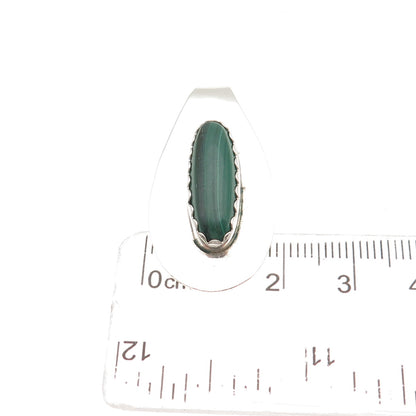 Old Pawn 925 Sterling Silver Vintage Southwestern Malachite Tribal Slide Pendant