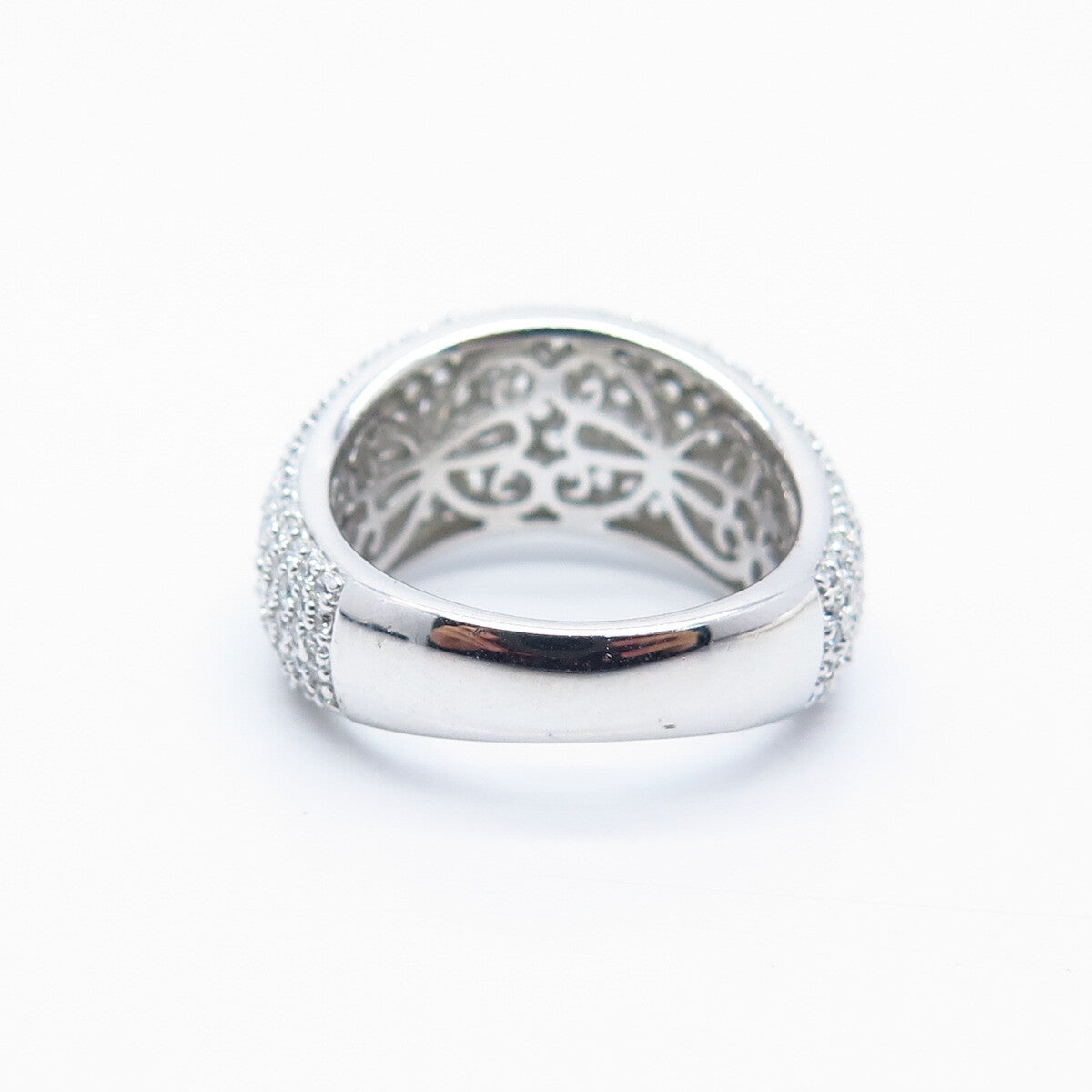925 Sterling Silver C Z Wide Domed Ring Size 6.25