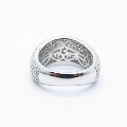 925 Sterling Silver C Z Wide Domed Ring Size 6.25