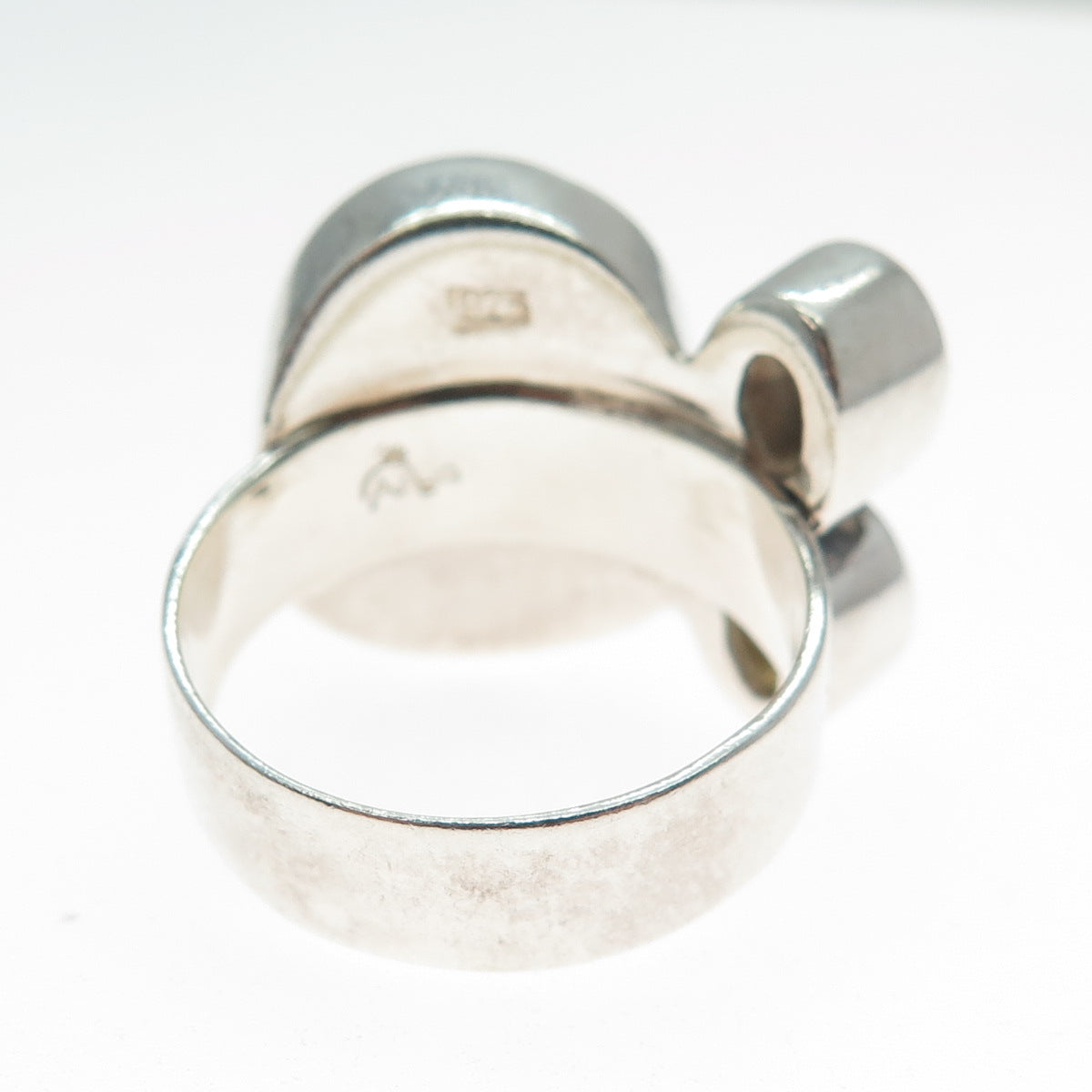 ARYA 925 Sterling Silver Vintage Real Fossil Smoky Quartz & Citrine Ring Size 10