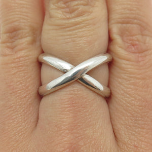 925 Sterling Silver Vintage Crisscross Ring Size 6.5