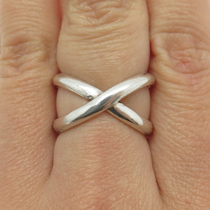 925 Sterling Silver Vintage Crisscross Ring Size 6.5