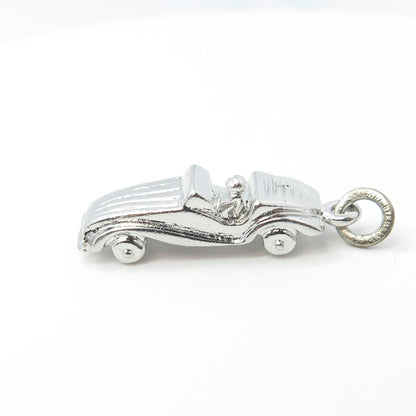 925 Sterling Silver Vintage Retro Cabriolet Car Charm Pendant