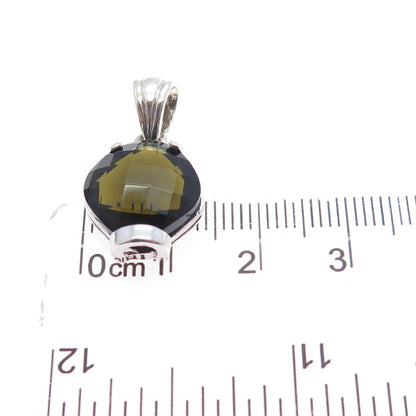 925 Sterling Silver Smoky Green C Z Minimalist Charm Pendant