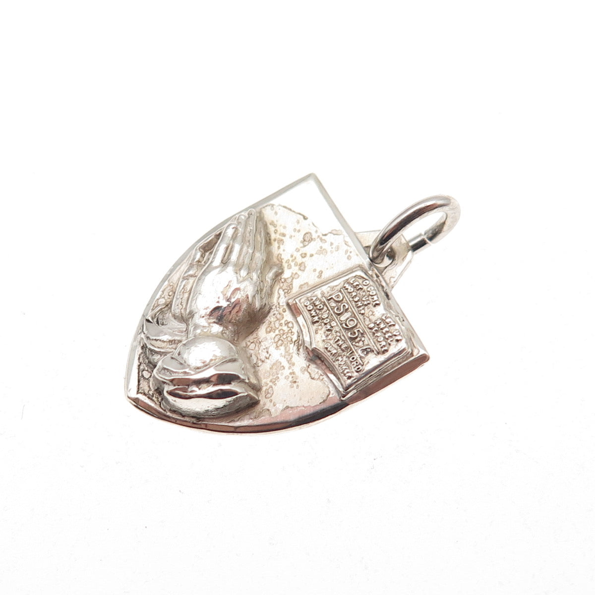 Hayward 925 Sterling Antique Art Deco Praying Hands Baptist Mini Charm Pendant
