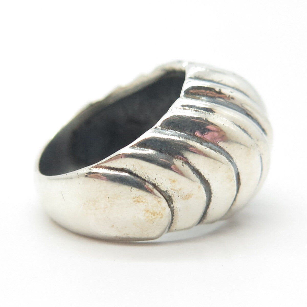 925 Sterling Silver Vintage Mexico Ribbed Ring Size 7.25