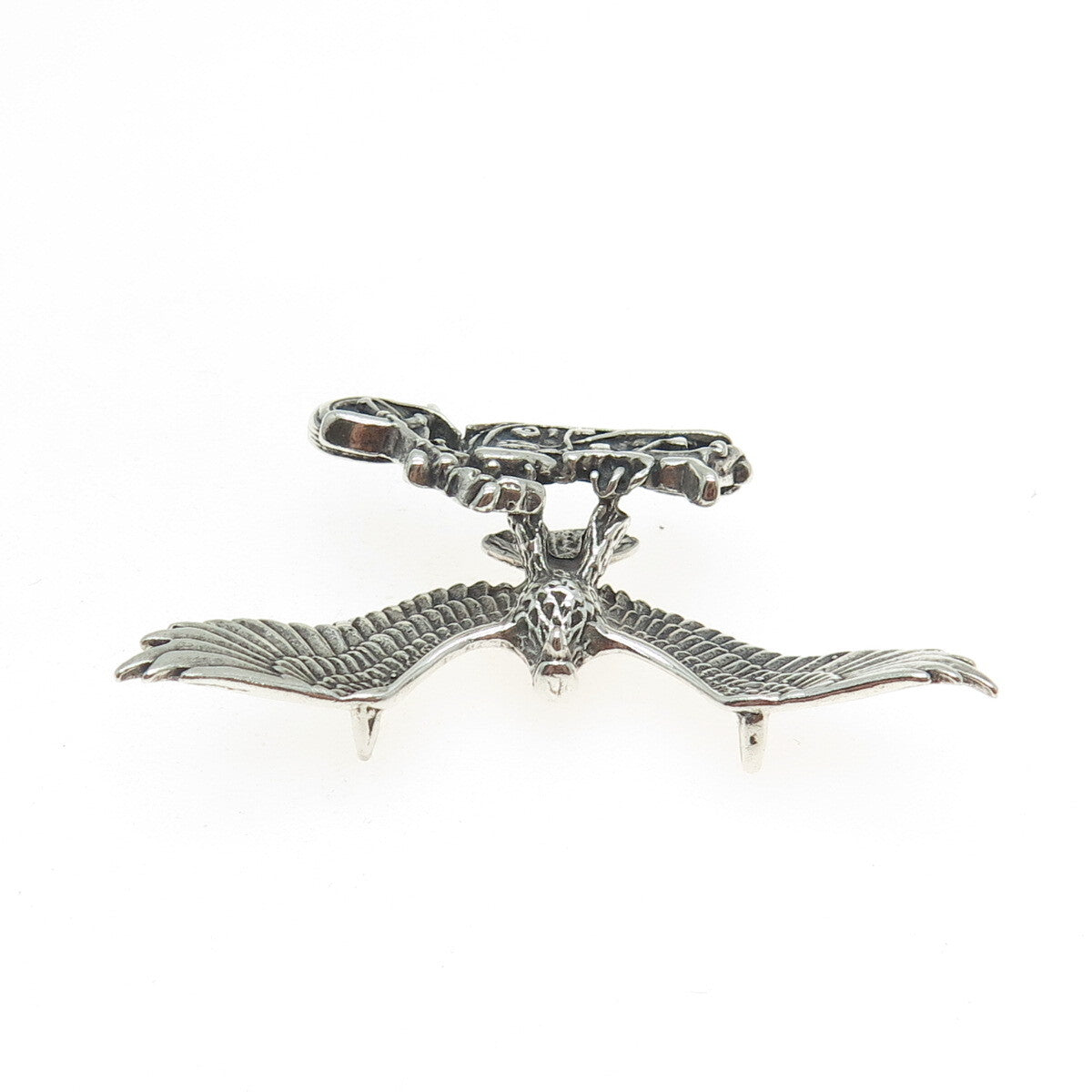 SUN WEST 925 Sterling Vintage Screaming Eagle & Motorcycle Necklace Central Part