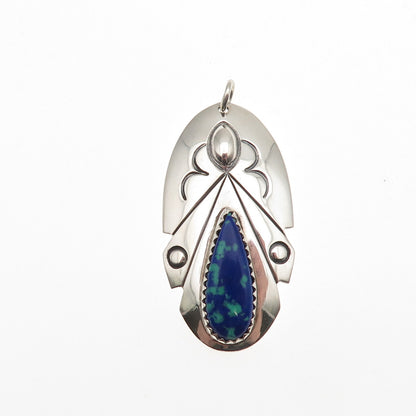 Arthur Platero Laguna Zuni Old Pawn 925 Sterling Vintage Azurite Feather Pendant