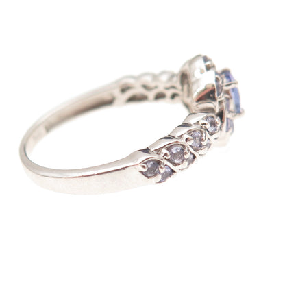 Chuck Clemency 925 Sterling Silver Real Tanzanite Floral Ring Size 8.25
