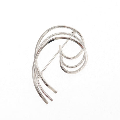 Van Dell 925 Sterling Silver Vintage Wave Pin Brooch