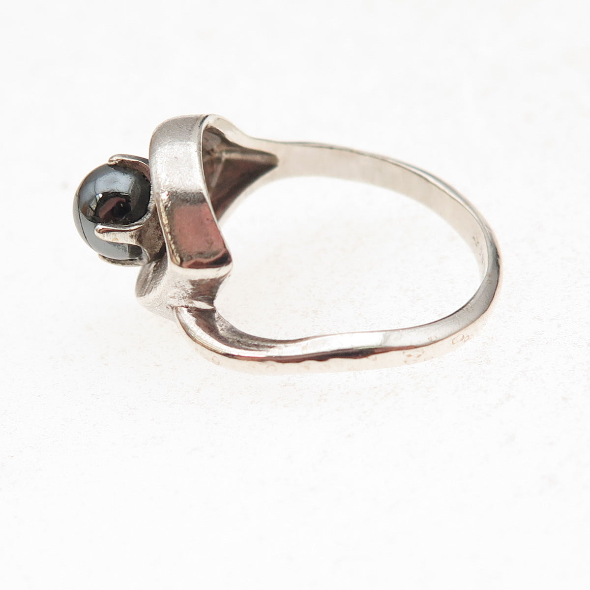 Vargas Sterling Silver Antique Art Deco Real Hematite Oxidized Ring Size 6.75