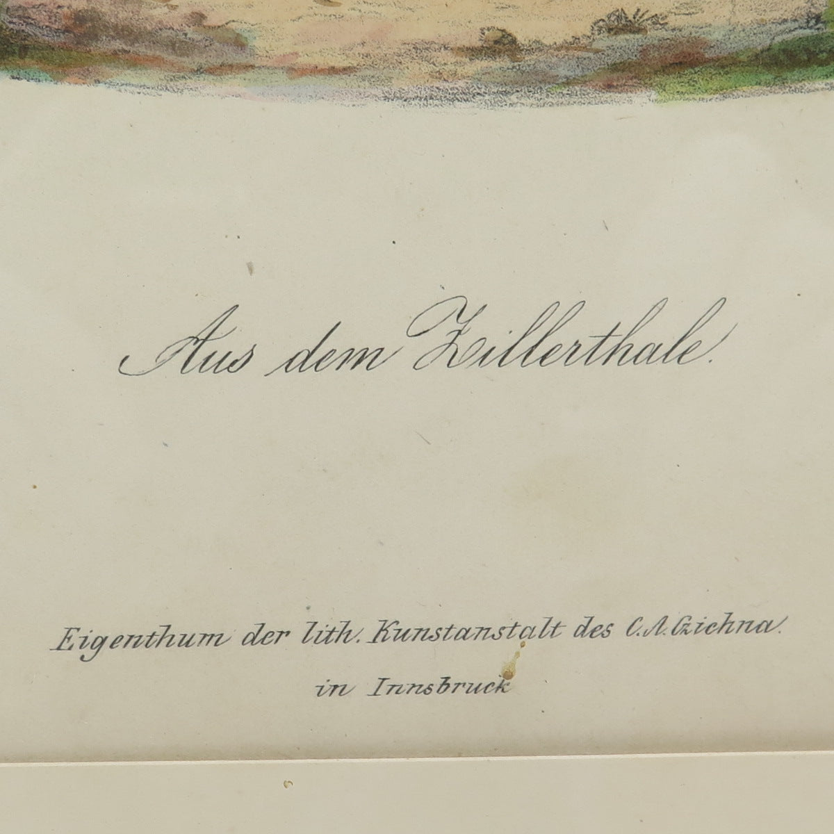 AUNTIQUE End XIX Hand-Colored Lithograph Aus dem Zillerthale C.A.Czichna