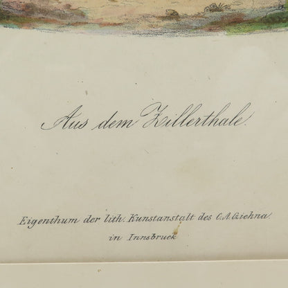 AUNTIQUE End XIX Hand-Colored Lithograph Aus dem Zillerthale C.A.Czichna