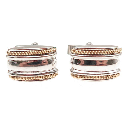 Dolan & Bullock 925 Sterling Silver 14K Gold Vintage Ribbed Cufflinks