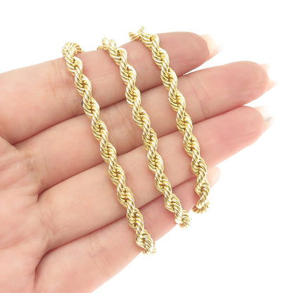 925 Sterling Silver Gold Pated Twisted Rope Chain Necklace 16"